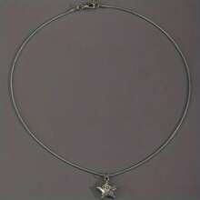 Fashion New Exquisite Inlaid Synthetic Cubic Zirconia Five-Pointed Star Pendant Necklace Retro Versatile Suitable For Men And Women Daily Wear - 1 - Xem 6