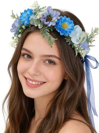 1 st nytt blommigt hårband, bohemiskt hårspänne, flätat hårband, vintage bohemiskt huvudbonad för resor och högtider