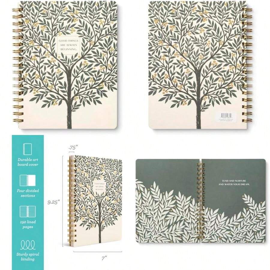 Compendium - Cuaderno en espiral - Good Things Are Always Beginning, cuaderno en espiral de diseño con 192 páginas forradas, reglas universitarias, 7.0 pulgadas de ancho x 9.25 pulgadas de alto(Las cosas buenas siempre comienzan) - Multicolor - Ver 1