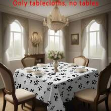 1pc Cute Dog Black Paw Print Pet-Style Rectangular Tablecloth - Easy-To-Clean Household Decor Tablecloth For Dining Room & Kitchen, Pet Family Gathering Tablecloth, Easter Gift - Multicolor - View 14