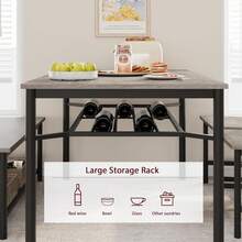 Juego de Mesa de Comedor para 4 Personas con Banco y sillas, Juego de Mesa de Cocina de 4 Piezas con Almacenamiento, Mesa de Comedor Que Ahorra Espacio para Apartamentos y comedores - Gris - Ver 3