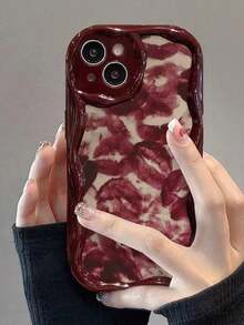 Lip Painting New Flat Printing Cream Texture Wine Red Soft Case Compatible With IP17/IP17PROMAX/Iphone16//Iphone16pro/Iphone16promax/Iphone15/ XR /7p8p/P12promax/P13promax/P14PROMAX /P13/P14/P11/P12/P14 Cute Fashionable Thick Protective Phone Case For XS/S/XSMAX/78GES2 - Multicolor - View 7