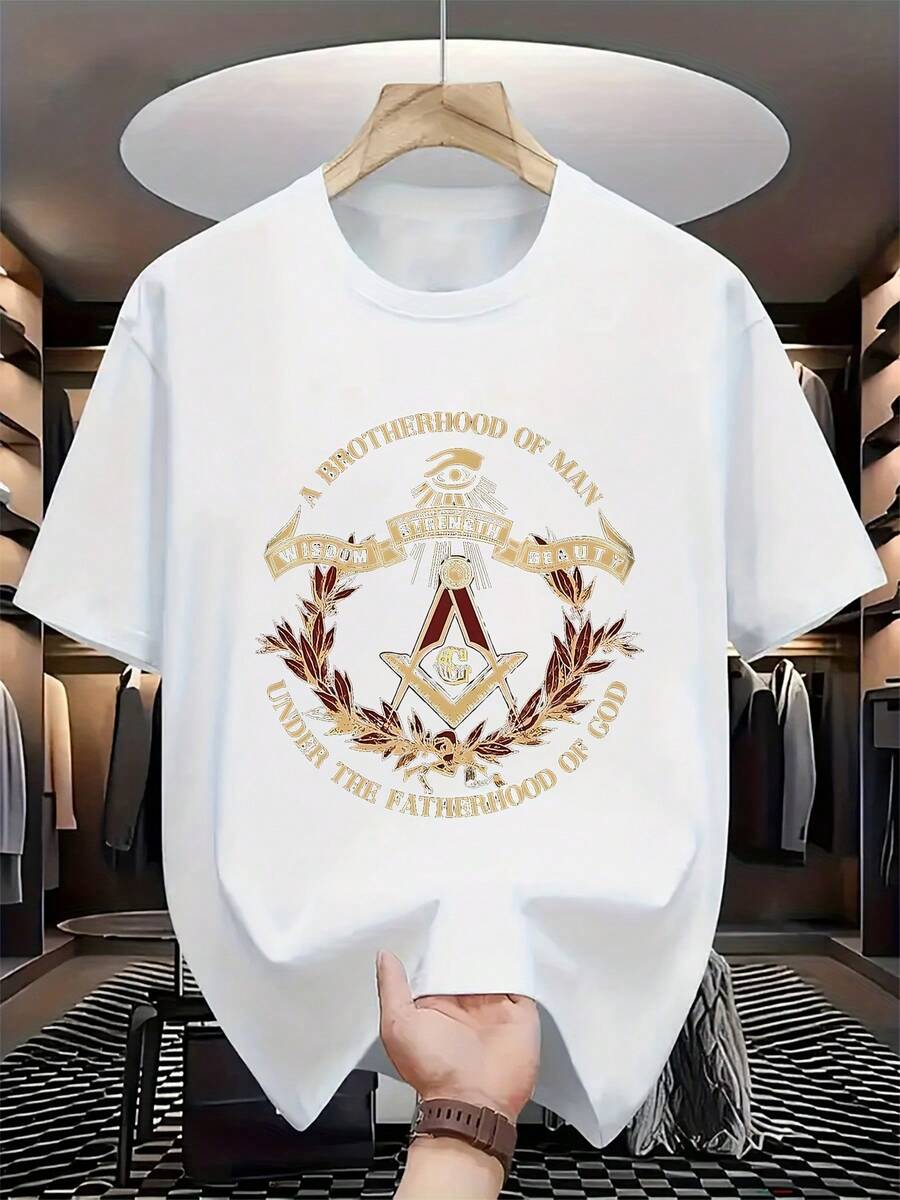 Men Freemasonry Masonic Symbols T-Shirt White Tee With Golden Emblem Machine Washable Freemasons Apparel For Everyday Formal Wear Freemasonry Gift For Masons Casual Wear Classic Retro Design Comfortable Fit Short Sleeve Shirt Casual Wearers Outdoor Activities Round Neck Shirt Durable Print Masonic Clothing Freemason Gifts Men Size S-3XL - màu đen - Xem 1