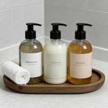 1个椭圆形木质托盘，浴室木质托盘，梳妆托盘，香水托盘，浴室装饰，家居装饰，卧室装饰，客厅配件，浴室配件，斋月装饰品，适用于浴室、台面、水槽、马桶，送给妈妈的绝佳礼物 - 棕色 - 查看 9