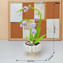 619片紫色兰花积木套装，花瓣关节灵活，可DIY兰花盆栽积木，成人积木套装，适合家居装饰、办公桌装饰、展示架装饰，情人节礼物、生日礼物、新年礼物 - MJ蝴蝶蘭 - 查看 15