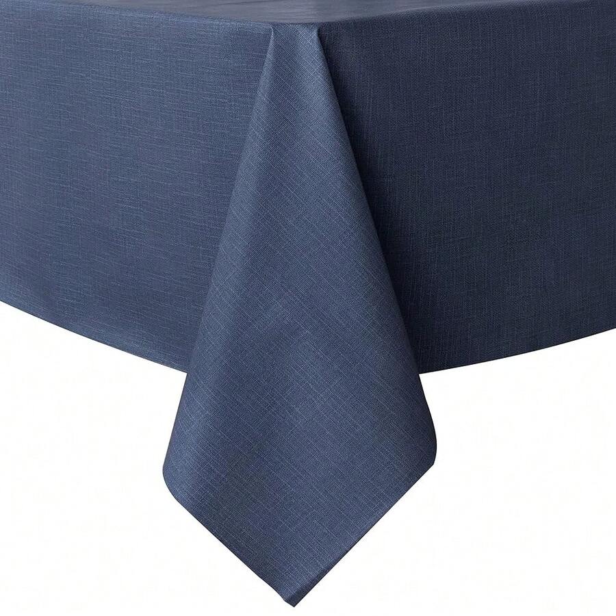 1OO% Waterproof Rectangle PVC Tablecloth - 54 X 54 Inch - Oil Proof Spill Proof Vinyl Table Cloth, Wipe Clean Table Cover For Dining Tables, Buffet Parties And Camping, Greyish Blue - GreyishBlue54inchx54inchSquare - View 1