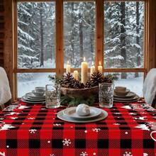 3-Piece 54 X 108 Inch Merry Christmas Plastic Tablecloth - Red And Green Design With Christmas Tree Holiday Decorations, Disposable Rectangle Table Cover For Xmas Party Supplies, Indoor Outdoor Decor - 聖誕節 - 查看 7