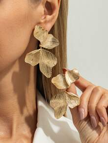 2pcs/Set Bohemian Geometric Irregular Petal Earrings, Elegant Luxury Daily Casual Wear, Party, Wedding, Holiday, Women's Birthday Festival Versatile Charm Jewelry Gift - Earring - View 2