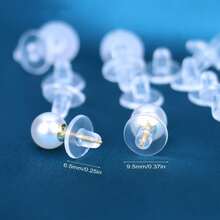 KMEOSCH 50/100/200个耳钉后塞，硅胶耳钉后塞，透明橡胶耳钉安全后塞，柔软耳塞带衬垫，低过敏性硅胶耳钉后塞替换安全后塞，适用于珠宝制作 - 無色 - 查看 4