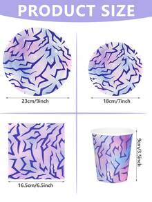 10件/20件套韩流主题派对用品粉色蓝色紫色韩流生日派对纸盘纸杯餐巾纸餐具套装，适用于音乐女孩、女性生日、迎婴派对、单身派对装饰 - 彩色 - 查看 2