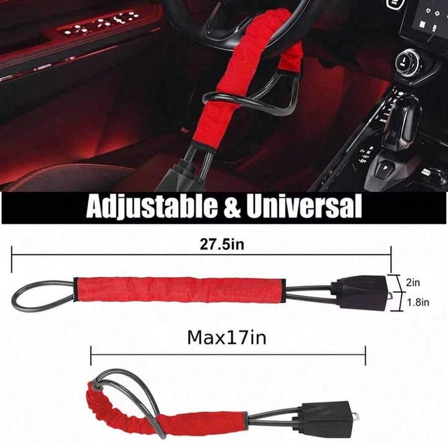 Steering Wheel Lock Anti-Theft Car Security Device Heavy Duty Seat Belt Lock - Red - View 1