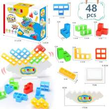 Tetra Tower Balance Game 48 Piezas Bloques de Construccion de Equilibrio de Descompresion Stack Attack Juegos Mesa Juego de la Torre  Adecuado para Navidad Party Mind GamesDiversión infantil, alegría, juguetes necesarios para niños - 48 piezas - Ver 8
