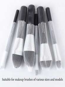 100 piezas/50 piezas/5 piezas Protector de brochas de maquillaje, evita la caída de cerdas y endereza las cerdas, adecuado para todos los tamaños, mangas protectoras elásticas para brochas de maquillaje, la red moldeadora se adapta a las brochas faciales para proteger la forma de las cerdas y evitar el encrespamiento., Regalos - Multicolor - Ver 4