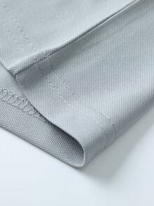 Men's Fashion Long Sleeve Paris Letter Print Polo Shirt, Casual Sports Polo Collar T-Shirt, Lightweight Business Wear, Autumn - Grey - View 5