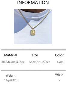 1pc Titanium Steel 26 Initial Letter Necklace, Geometric Hip Hop Style Pendant, Personalized Name Necklace, Suitable For Boyfriend Birthday/Valentine's Day Gift - Yellow Gold - View 28