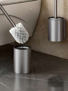 1 Set Wall-Mounted Toilet Brush With Holder, Bathroom Brush, Comprehensive Cleaning Brush, Suitable For Home Bathroom, Stainless Steel Toilet Brush, Long Handle, Toilet Cleaning Tool, Household Essential - Multicolor - View 11