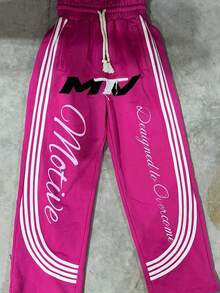 Pantalones anchos de rayas de moda | Nuevos lanzamientos, serie de rayas, casual, versátiles para todos los looks - Rosa - Ver 3