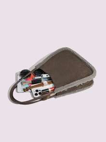 2025 Nuova Borsa a Spalla Morbida e Soffice per Donna, Borsa a Tracolla Semplice e Chic in Pelliccia Sintetica per Uso Quotidiano - Caffè - Visualizzare 6