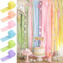 6 Rolls Crinkle Paper Ribbons, Random Style, Pastel Rainbow Colors, Suitable For Birthday Party, Wedding, Graduation, Mother's Day, Easter Decoration, DIY Crafts, Party Decor, Event Styling, Lightweight Material, Easy To Hang, Celebration Decoration, Party Planner, Event Organizer - Multicolor - View 7