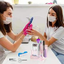 1PC Nail Drill Bits Holder Display Clear Nail Display Box Transparent Makeup Organizer Nail Manicure Tools Acrylic Nail Display - Pink - View 2