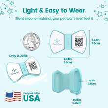 Pawview Silent Silicone Dog Name Tags Personalized For Pets With Bow Tie Style, Slide On Dog ID Tag With QR Code & NFC - Scan QR For Instant Location Alert, Emergency Contact,Pet Profile - 薄荷綠 - 查看 3
