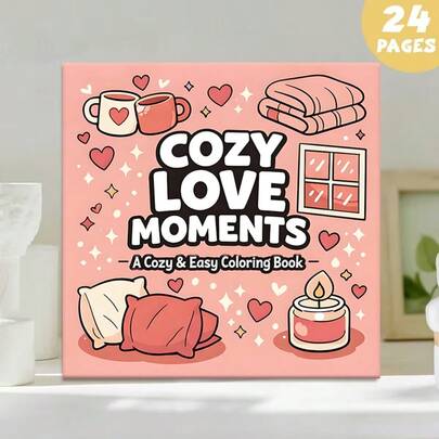 (Upgraded Deluxe Edition, Thicker Paper, 20.5*20.5cm) "Romantic Moments Coloring Book: 24 Healing & Relaxing Pages", Suitable For Couples & Families, Great For Gatherings, Valentine's Day, Birthdays & Other Holidays. Painting & Learning Supplies, 24 Pages, Book, Coloring Book, Learning Supplies, School, Christmas, Halloween, Birthday, Back To School Gift, Coloring Book, Art Supplies, Dyeing, Adult Coloring Book