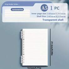 120 Pages A5 Transparent Loose-Leaf Notebook With Grid Lines, Removable Spiral Binding - Multicolor - View 8