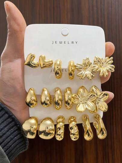 Juego de 6-18 piezas de pendientes de joyería de moda para mujer, minimalista y elegante, adecuado para uso diario