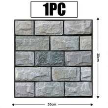 20片3D仿石自粘墙板，3D墙贴，适用于客厅、厨房、浴室、农舍风格装饰墙砖，防溅水 - 彩色 - 查看 25