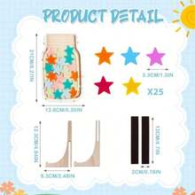 1pc Classroom Star Reward Jar With Decorative Teaching Stickers - Wooden, Suitable For Home And School Use, Motivational Stickers, Teacher Classroom Reward Jar, Essential Back To School Scoring Self-Discipline Jar Gift - Multicolor - View 2