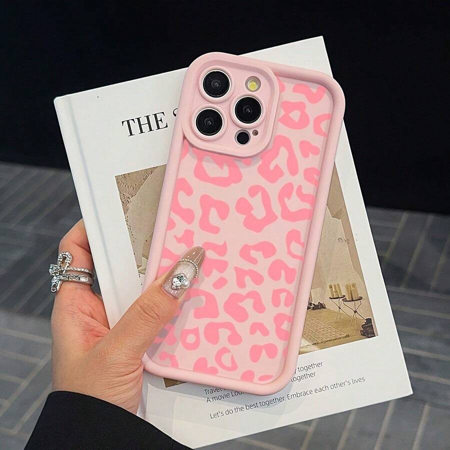 Pink High Bamboo Pink Leopard Pattern Phone Case For Apple 6/7/8/X/Xs/Xr/Xs Max/11/12/13/14/15/17 Air 16 E/17 Pro Max Valentine's Day - 混合色 - 查看 1
