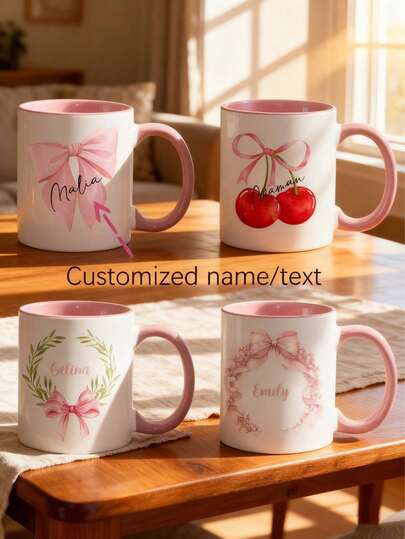 زجاجة مياه مخصصة، كوب إكليل الزهور الوردي، كوب فيونكة وردية، وكوب بنمط الكرز كلها هدايا عيد مثالية لأصدقائك. أنيقة، عالية الجودة، راقية، شخصية وفريدة، وهي هدايا مثالية للأحباء والأصدقاء والصديقات.