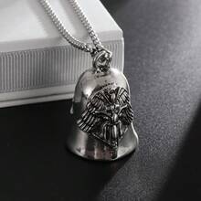1pc Men's Motorcycle Bell Pendant Necklace, Suitable For Daily Wear - Silver - View 3