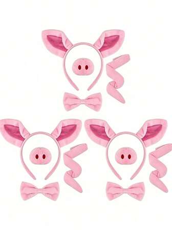 1-delat / 4-delat Nassekostymset, inklusive djurkläder som grisöronpannband, svansar, nosar, flugor etc. Rosa Nasserollspelset. Oavsett om det är Halloween, karneval, jul, rollspelskonventioner, gristema-födelsedagskalas eller fantasifulla och roliga speldagar.