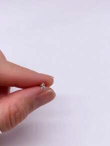 1 pieza Pendientes de botón de estrella de plata de ley 925, pendientes de mujer, pendientes planos para el cartílago de la oreja, adecuados para uso diario, boda, fiesta, compromiso, regalo de Navidad, joyería exquisita - Dorado - Ver 5
