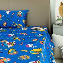Juego de Sábanas 3 Piezas para Cama Individual Algodón Infantil - Azul - Ver 2