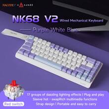 Teclado mecánico de juego AJAZZ 65% Mini, interruptor rojo, 68 teclas compacto con cable para oficina, NK68 V2 retroiluminación RGB, sensación mecánica ergonómica, accesorio de oficina, plug and play DIY, compatible con varios sistemas para juegos y oficina - Multicolor - Ver 13