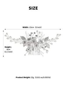 1pc Bridal Wedding Hair Accessories, Floral Pearl & Crystal Hair Comb Clip For Bridesmaid Prom Party - Silver - View 10