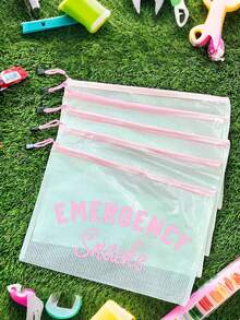 透明防水化妆包，带拉链，尼龙拉链，彩色字母印花，方便携带的大容量洗漱包，适合户外使用，超轻防水大容量洗漱包，旅行洗漱包，沐浴包，防水女士收纳袋，旅行必备，女士旅行必备包袋，度假必备 - 彩色 - 查看 4