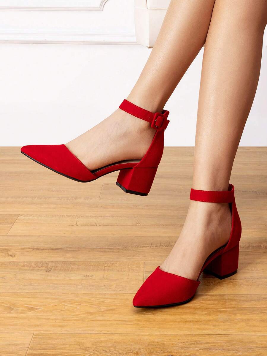 Zapatos de Tacón Bajo con Punta Puntiaguda para Mujer