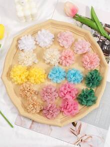 20Pcs Chiffon Bow Hair Clip Flower Mini Hairpin Fine Soft Hair Everyday Hair Accessory For Girls (Ten Colors) , School Supplies, Head Accessories, Hair Accessories For Women, Hair Slide, Hair Barrettes - Multicolor - View 6