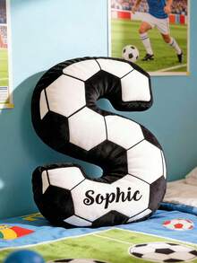 1pc Customized Children's Letter Throw Pillow, Personalized Name Letter Plush Cushion, Basketball & Football Pattern, Soft Filled Pillow, Suitable For Children's Bedroom & Play Room Decor, Cute Decorative Pillow, Suitable For Boys & Girls, Personalized Name Pillow, Children's Gift - Football Version - View 8