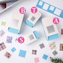 Rectangular/Square Postage Stamp Shape Craft Hole Punch, Scalloped Edge Paper Punch For Card Making, Scrapbooking, DIY, Portable Lever Action Puncher - Multicolor - View 3