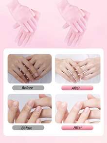 1 Pair Pink Silicone Moisturizing Hand Gloves, Can Be Used Day And Night, Helps Remove Calluses, Rough Edges And Sharp Areas, Perfect For Dry, Coarse And Aging Skin, Suitable For Both Men And Women. Can Be Used With Body Lotion/Hand Cream Repeatedly. A Thoughtful Gift For Friends, Mothers And Family. - Multicolor - View 6