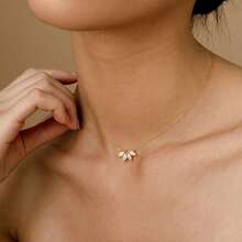 1 Simple Fashion Leaf Petal Pendant Necklace, Embellished With Synthetic , Suitable For Ladies Daily And Party Decoration - Vàng - Xem 7