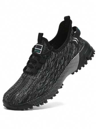 1 par de zapatillas deportivas y casuales con estampado de piel de cocodrilo, con cordones, paneles de malla, transpirables, ligeras, antideslizantes, adecuadas para gimnasio, exterior, vacaciones, todo el año