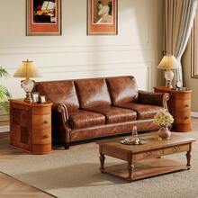Tribesigns End Table With 2 Drawers, Narrow Side Table With Closed Back, No Assembly Accent Table For Sofa Or Bedside, Vintage Wood Nightstand For Living Room Bedroom, Brown - màu nâu - Xem 4