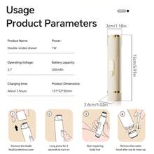 女士双头电动剃须刀，体毛修剪器，脱毛器，私密部位毛发修剪器 - 杏色 - 查看 9