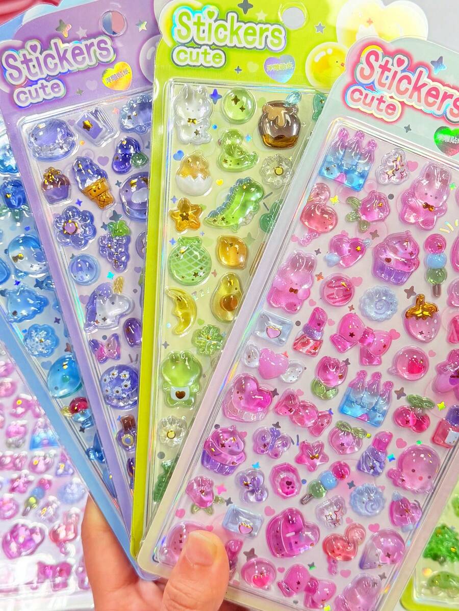 1pc 3D Embossed Sticker, Cute Cartoon Animals Like Penguin, Cat, Rabbit, Dinosaur, DIY Decorative Sticker For Scrapbooking, Notebook, Phone Case, Bag (Color May Vary Randomly)