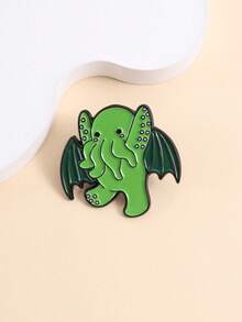1pc Monster Enamel Brooch Cartoon Collar Needle Backpack Brooch Badge Green Brooch Clothing Jewelry Friends Gift - Multicolor - View 6